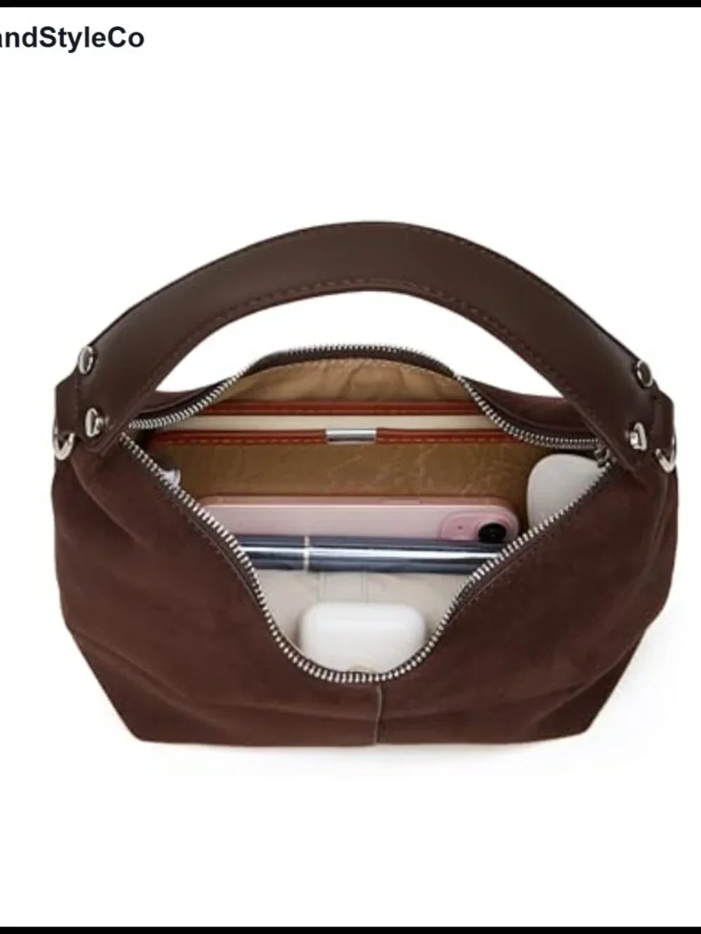 Faux Suede Crescent Tote Bag Women Hobo Shoulder Handbag Crossbody